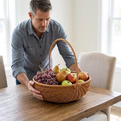 Panier de rangement en osier