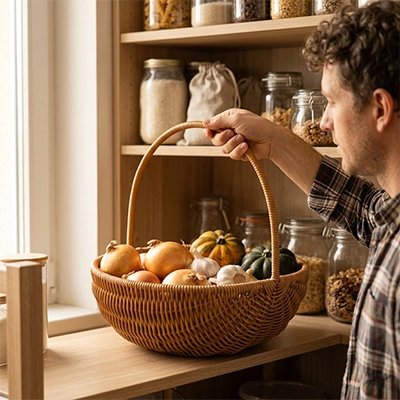 Panier de rangement en osier